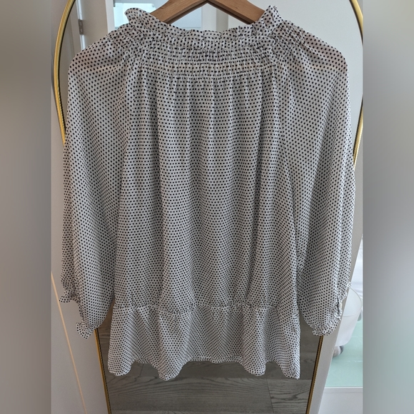 LOFT White Retro Polka Dot Blouse S Small - Picture 4 of 6